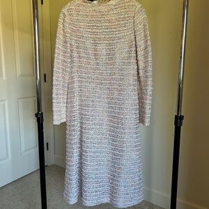 St. John Long Sleeved Tweed Midi Dress